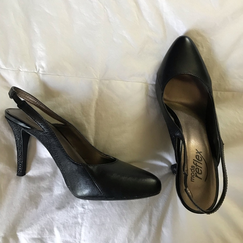 Mode Reflex black, sling-back heels